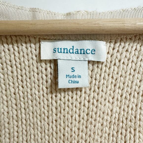 Sundance Cardigan Women Small V Neck Button Front Cream Knit Sweater 3/4 Sleeve - Picture 5 of 7